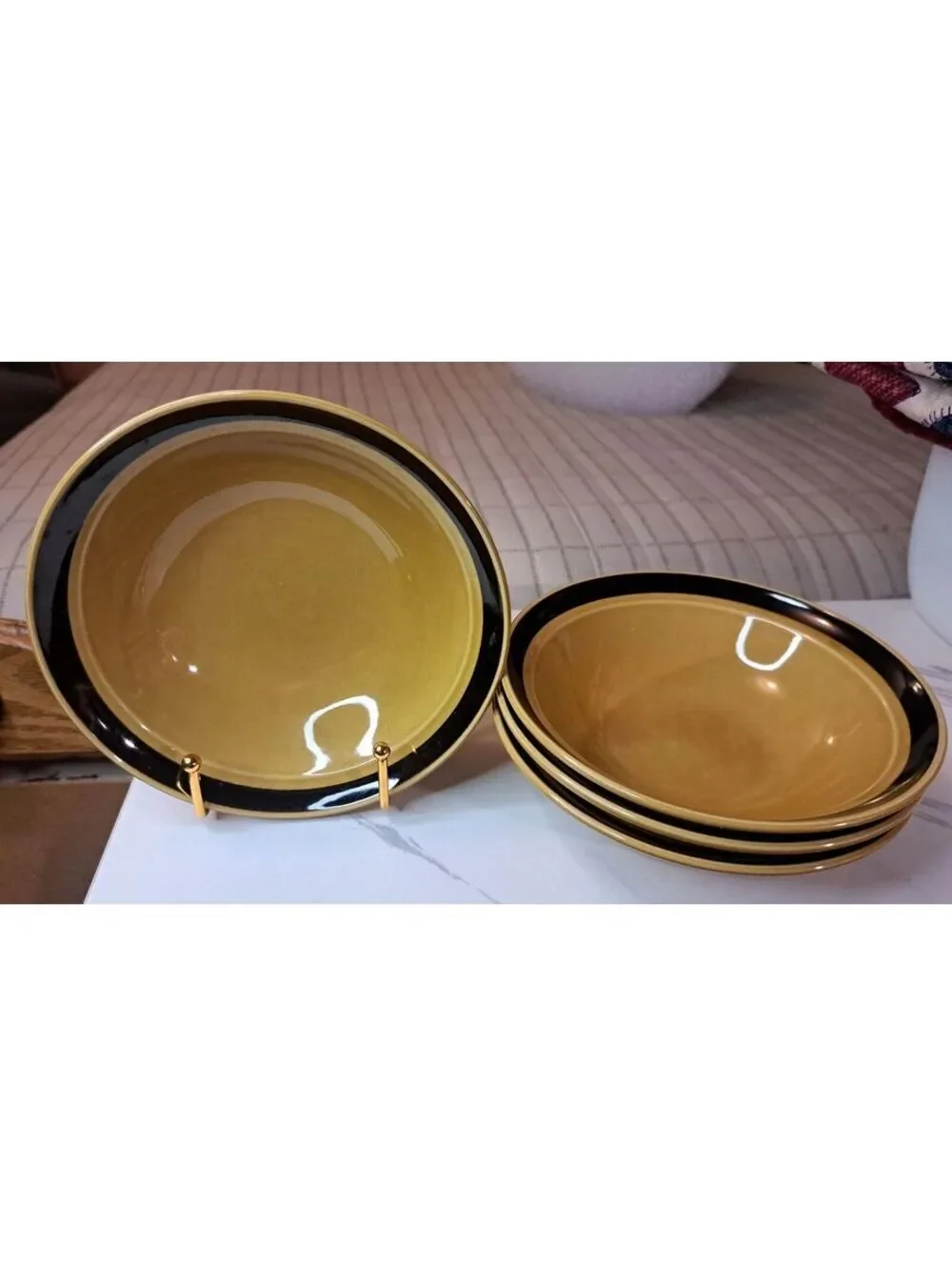 Vintage Set of 4 Designer's Collection Honey Pattern Ceramic Bowls Made in Japan
